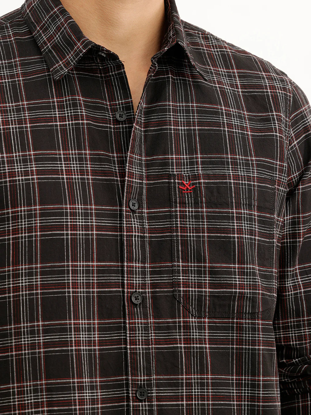 Classic Slim Fit Checkered Shirt  | Black