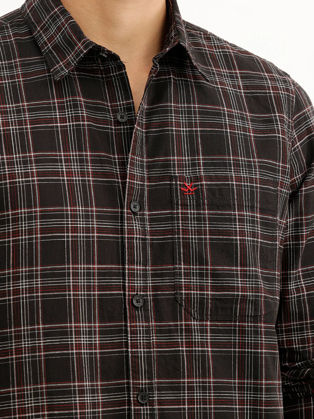 Classic Slim Fit Checkered Shirt  | Black