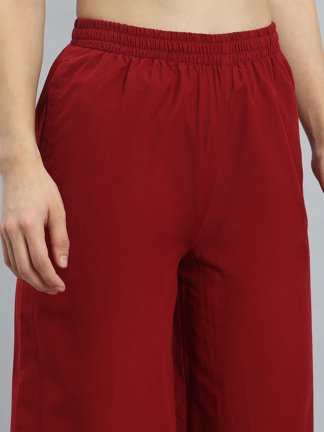 Light Maroon 100% Cotton Hakoba Wide Pant