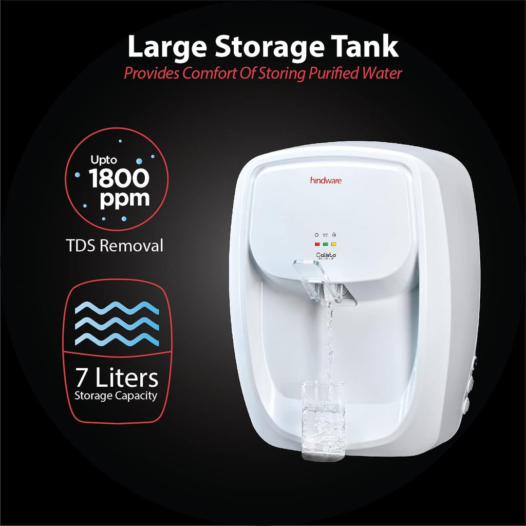 Hindware Calisto 7L RO + UV + UF Water Purifier, 6 stage purification (White)