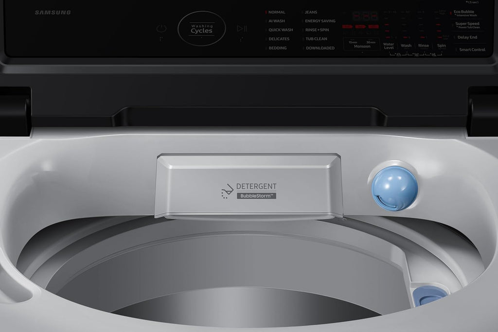Samsung 8 Kg, 5 Star, AI Wash, Ecobubble, AI Energy Mode, AI VRT+, Super Speed, Soft Closing Door, Wi-Fi, Digital Inverter, Fully-Automatic Top Load Washing Machine (WA80F08S2LTL, Lavender Gray)