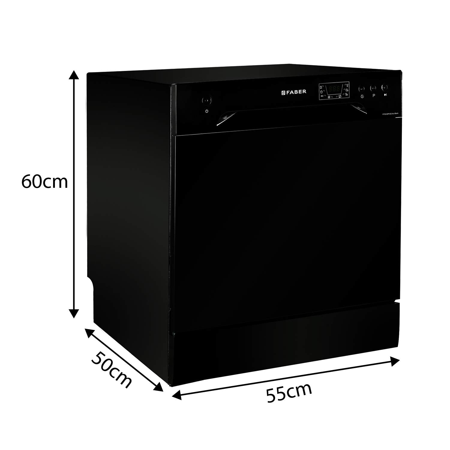 Faber 8 Place Dishwasher | 6 Wash Programs |Adjustable Upper Rack & Cutlery Tray | 8L Water/Cycle| FFSD 6PR 8S Ace Black