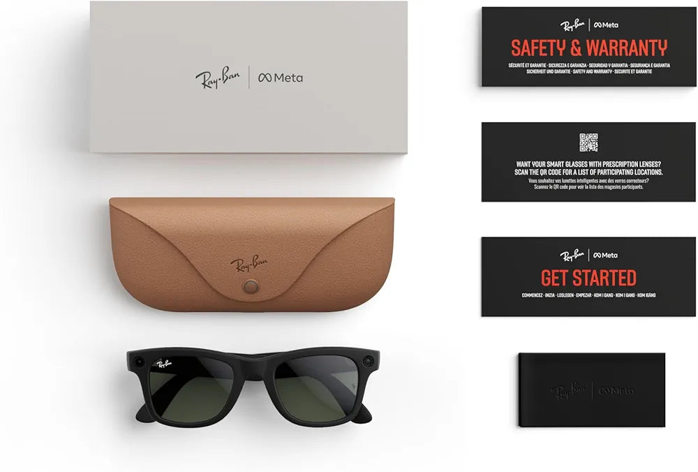 Ray-Ban Meta , Wayfarer, Large Matte Black | Smart AI Glasses for Men, Women, 12MP Ultra-Wide Camera, Open-Ear Speakers for Audio, Video Recording and Bluetooth. Transitions® Graphite Green.