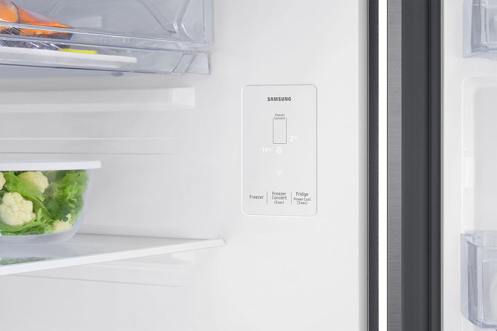 Samsung 330 L, 2 Star, Convertible 5-in-1, Digital Inverter, Frost Free Double Door Refrigerator (RT34DG5A2BS8HL, Elegant Inox, Silver)