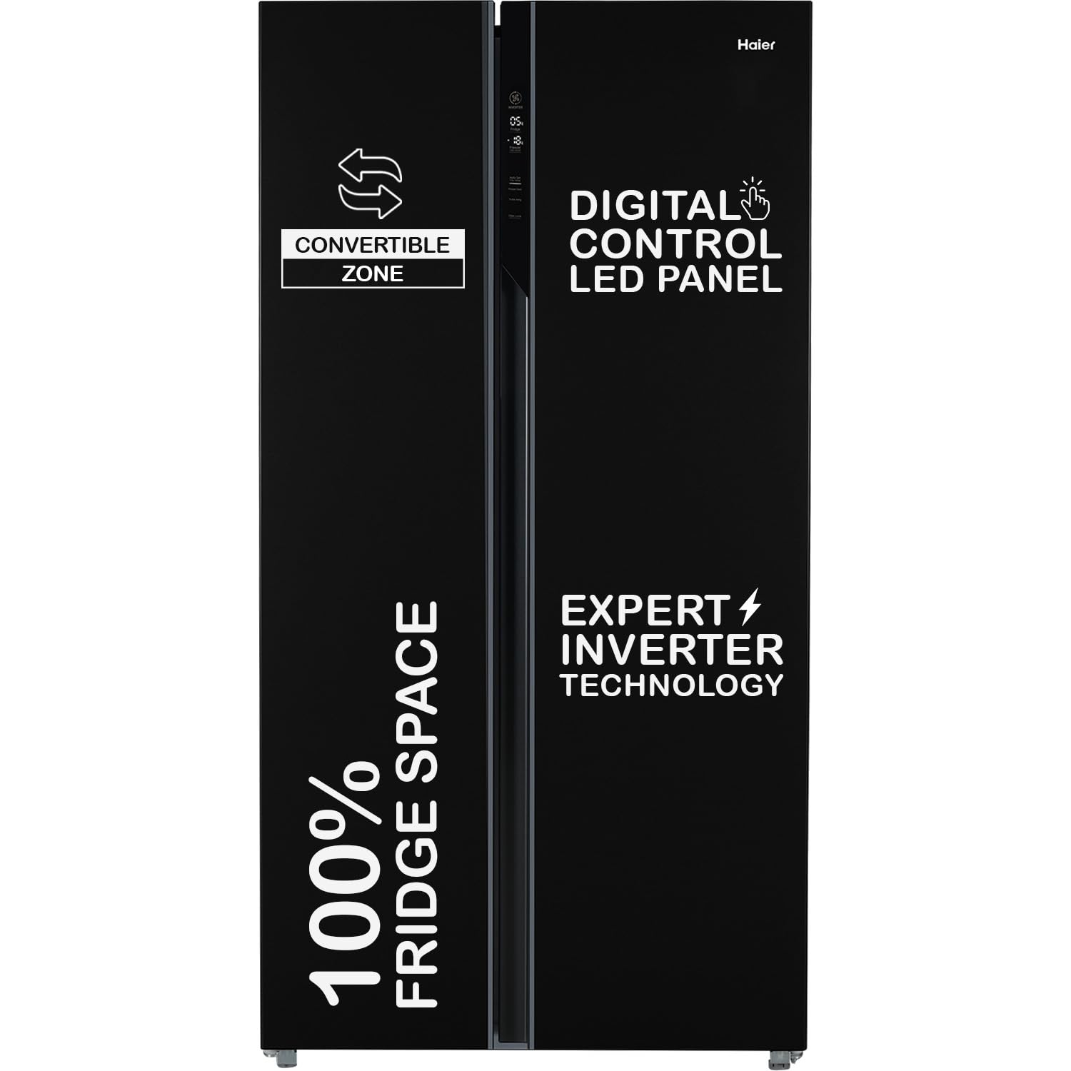 Haier 602L 3Star 2 Door Side by Side Frost Free Refrigerator|100% Convertible|Expert Inverter Technology|Digital Display Panel|Triple Twist Ice Maker|HRS-682KS