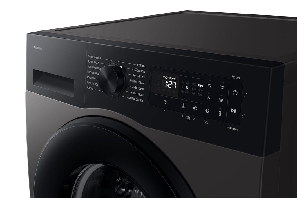 Samsung 9 kg, 5 star, AI EcoBubble, Super Speed, Wi-Fi, Hygiene Steam with Inbuilt Heater, Digital Inverter, Fully-Automatic Front Load Washing Machine (WW90DG5U24AXTL, Inox)