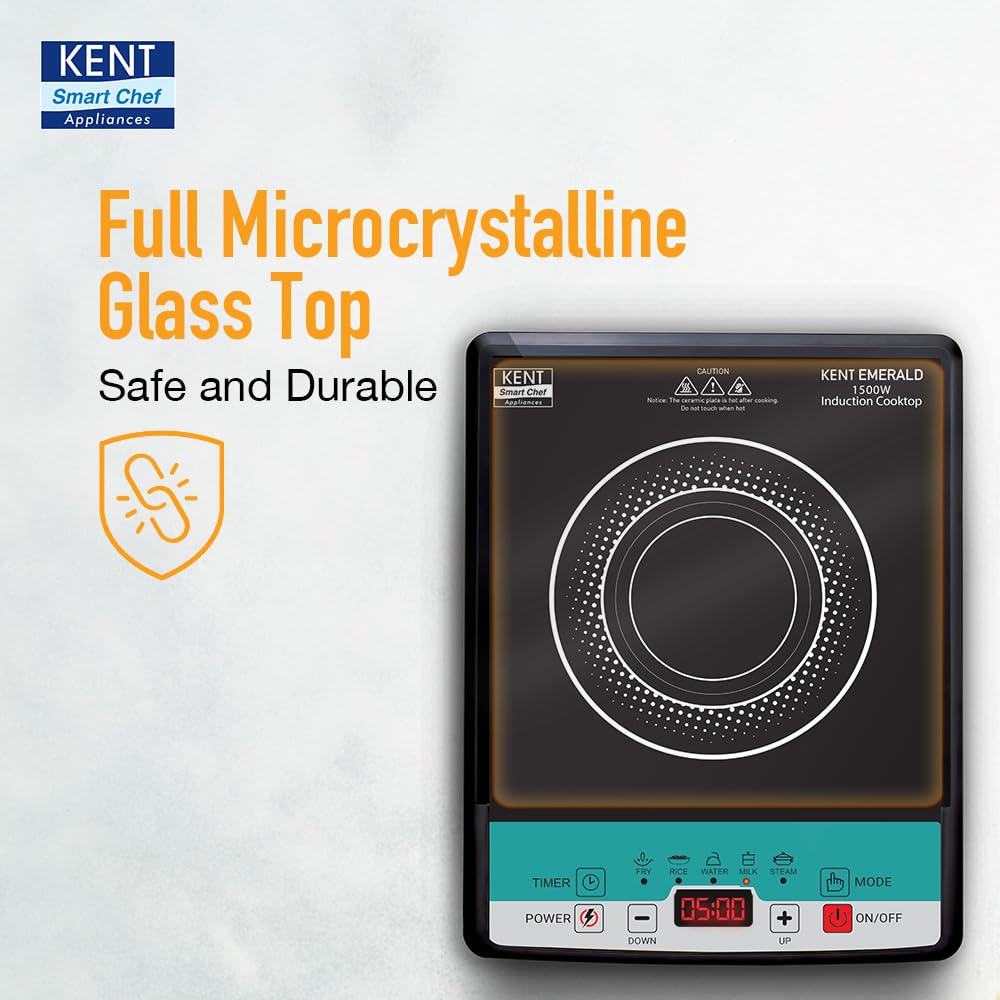 KENT Emerald 1500 W Induction Cooktop Touch Panel (Black, 116129)
