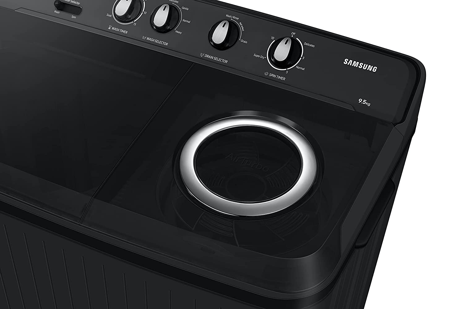 Samsung 9.5 Kg, 5 Star, Semi-Automatic Top Load Washing Machine (WT95A4260GD/TL, Air Turbo Drying, Dark Gray, 5 Year Warranty on Wash Motor)