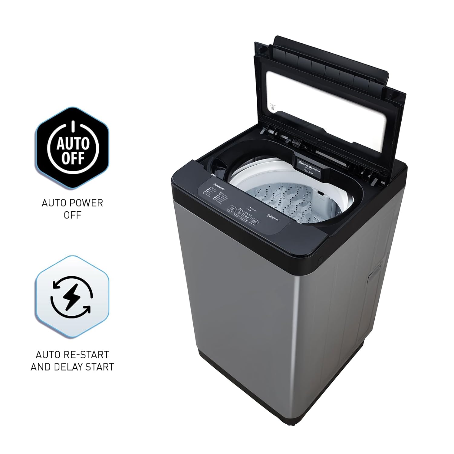 Panasonic 7 Kg 5 Star Fully-Automatic Top Load Washing Machine (2024 Model, NA-F70LF3CRB, Charcoal Inox Grey, 12 Wash Program, Active Foam Wash Technology, Antibacterial Water Inlet)-(Touched Up)