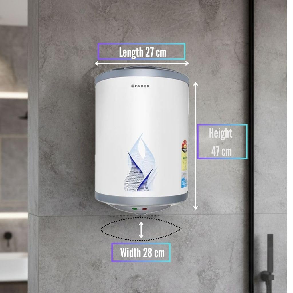 Faber 15Ltr Storage Water Heater (FWG Vulcan 15V), 5 Star (White, 15L)