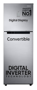 Samsung 236 L, 3 Star, Convertible, Digital Inverter with Display Frost Free Double Door Refrigerator (RT28C3733S8/HL, Silver, Elegant Inox)