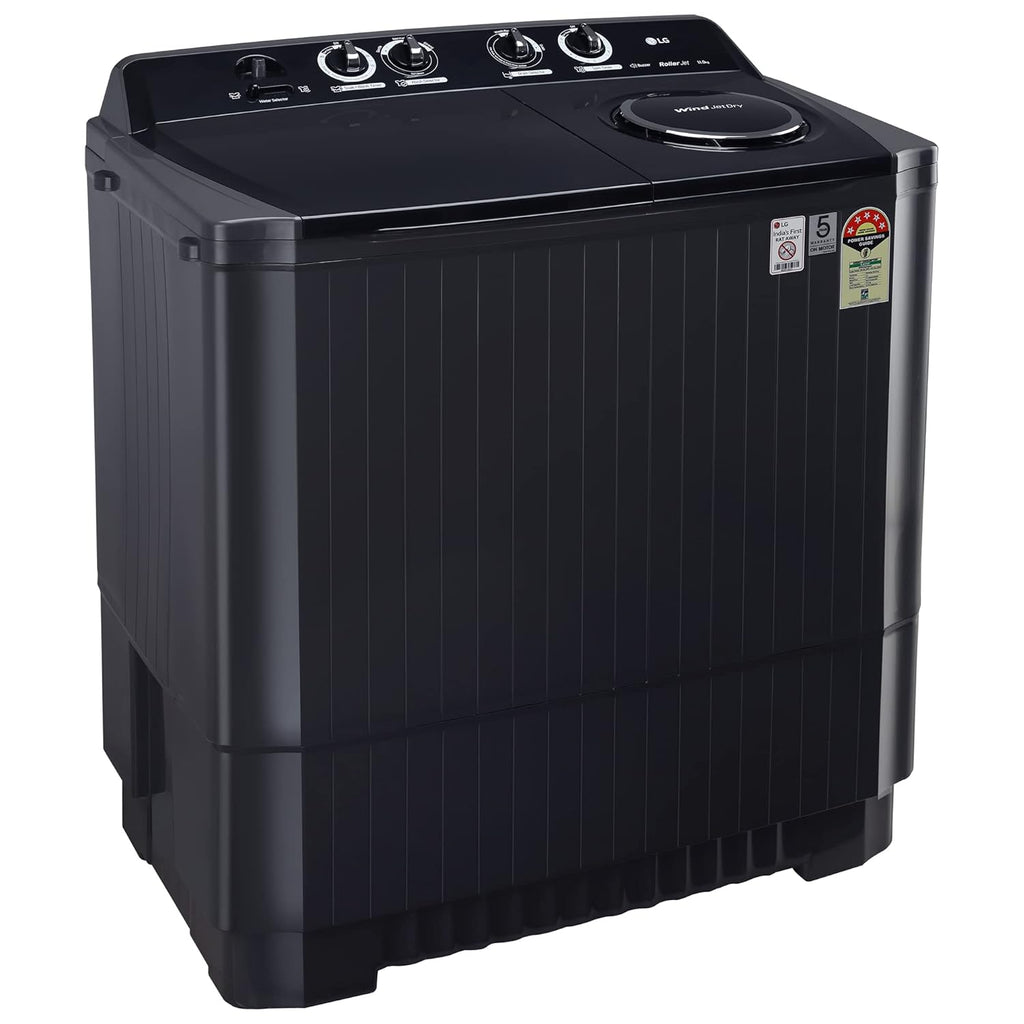 LG 11 Kg 5 Star Wind Jet Dry Rat Away Technology Semi-Automatic Top Loading Washing Machine (P1155SKAZ, Roller Jet Pulsator, Punch + 3, Middle Black)