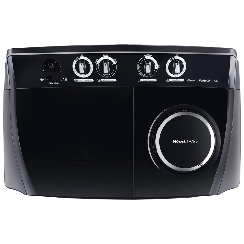 LG 11 Kg 5 Star Wind Jet Dry Rat Away Technology Semi-Automatic Top Loading Washing Machine (P1155SKAZ, Roller Jet Pulsator, Punch + 3, Middle Black)