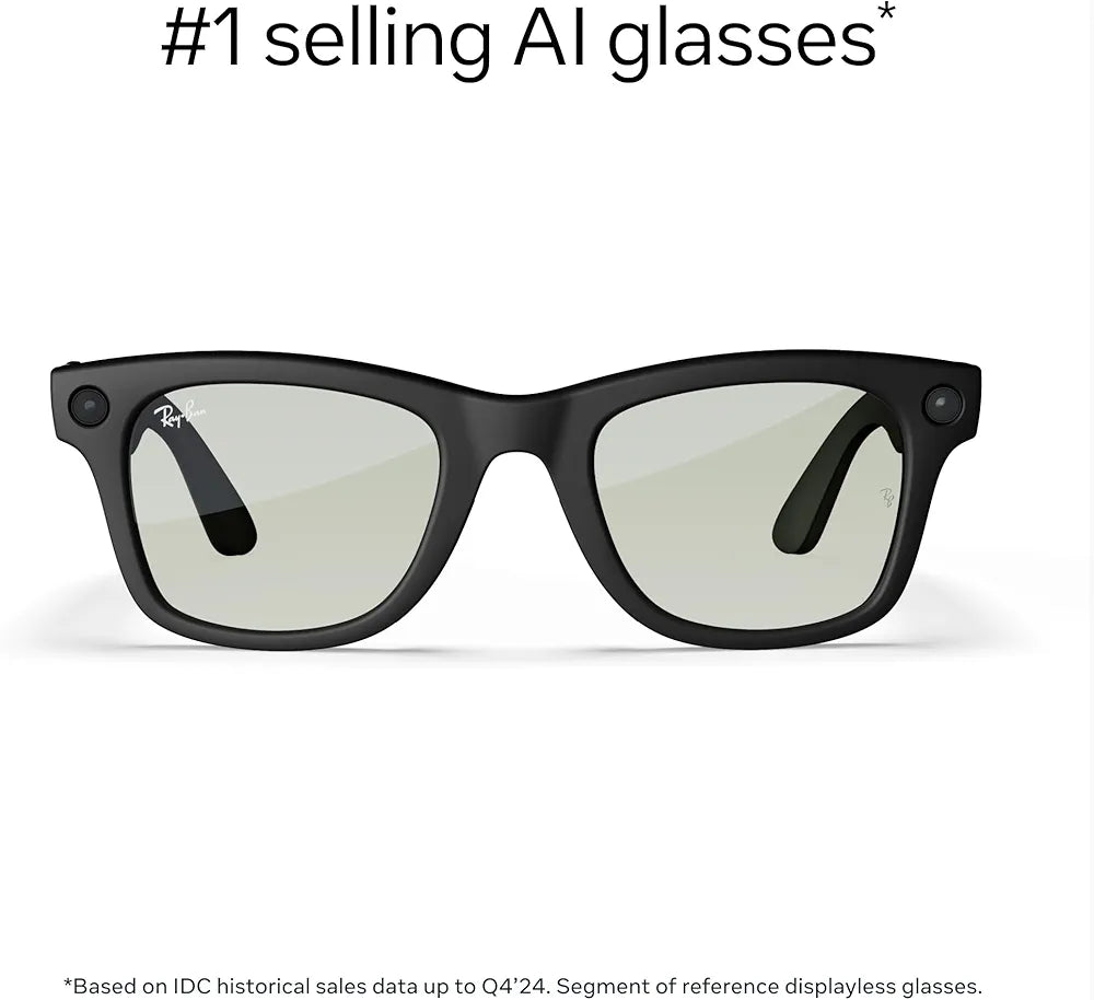 Ray-Ban Meta , Wayfarer, Large Matte Black | Smart AI Glasses for Men, Women, 12MP Ultra-Wide Camera, Open-Ear Speakers for Audio, Video Recording and Bluetooth. Transitions® Graphite Green.