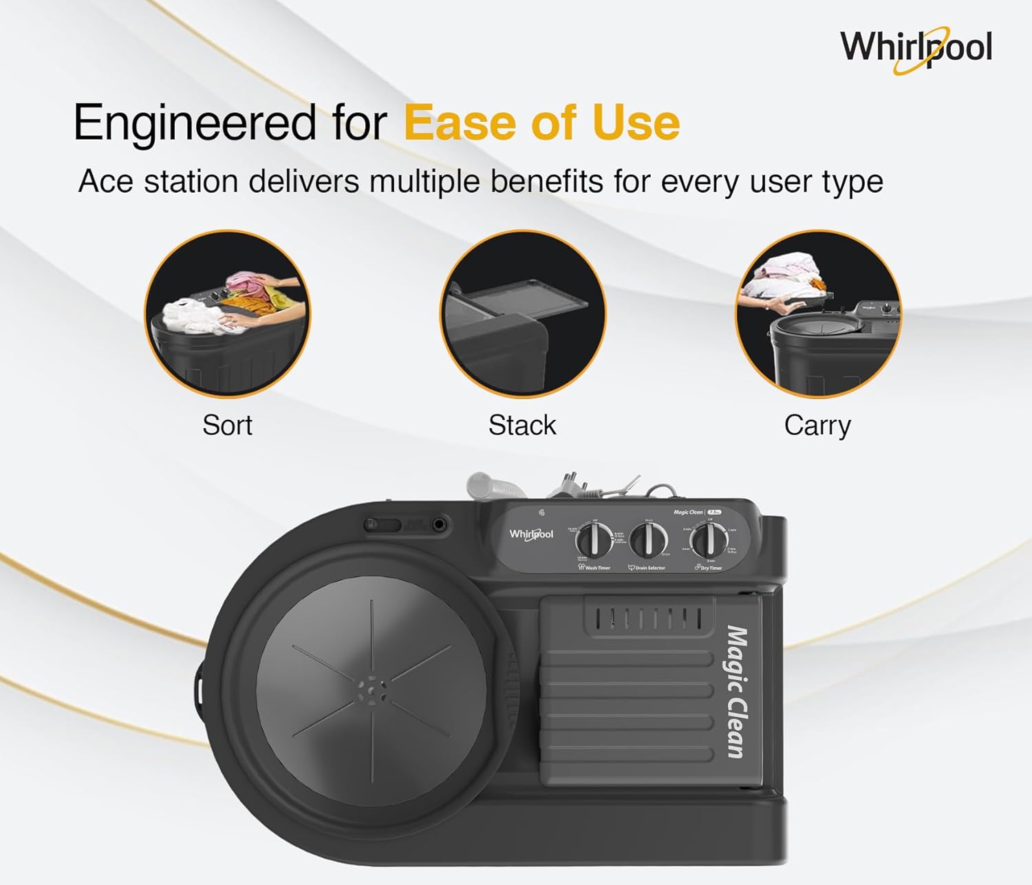 Whirlpool 7.5 Kg 5 Star Magic Clean Semi-Automatic Top Loading Washing Machine (MAGIC CLEAN 7.5 GREY DAZZLE)
