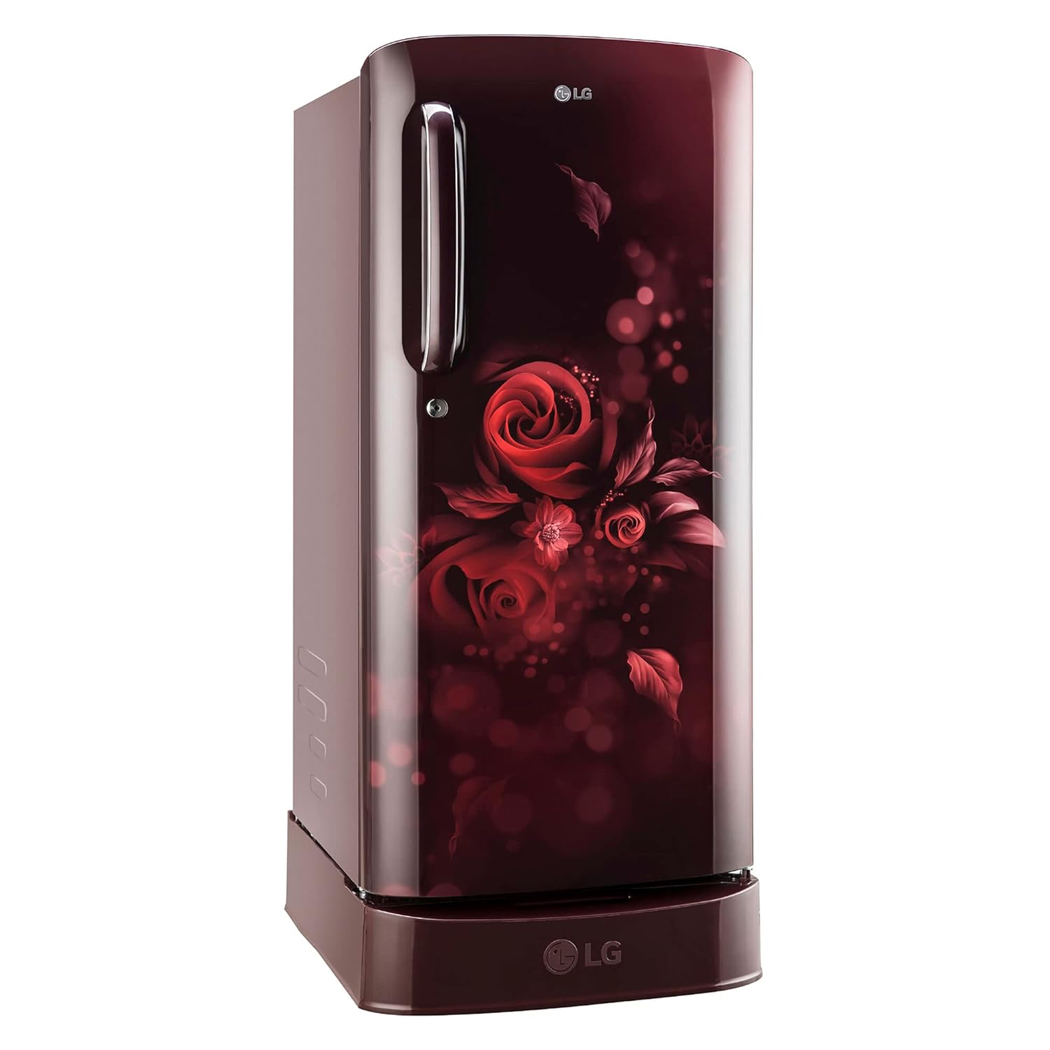 LG 185 L 5 Star Inverter Direct-Cool Single Door Refrigerator (GL-D201ASEU, Scarlet Euphoria, Base stand with drawer)