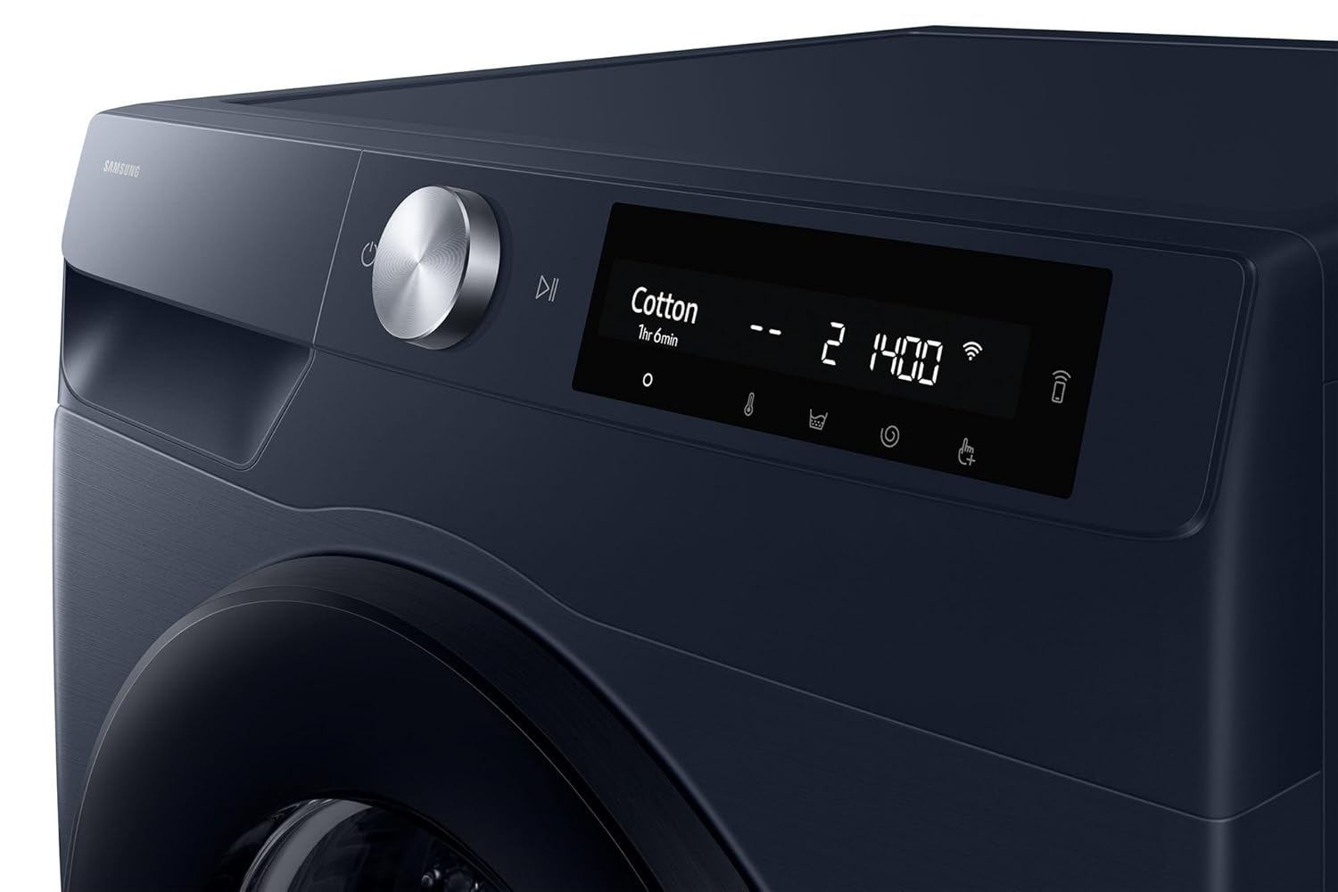 Samsung Smart Choice 9 kg, 5 Star, AI Control, AI Ecobubble, Super Speed, Wi-Fi, Hygiene Steam with Inbuilt Heater, Digital Inverter, Fully-Automatic Front Load Washing Machine (WW90DG6U24ASTL, NAVY)