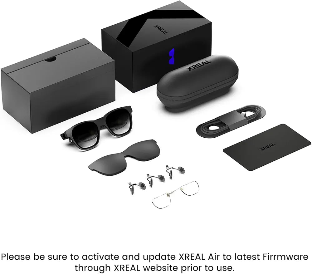 XREAL Air AR Glasses, Smart Glasses with Massive 201" Micro-OLED Virtual Theater, Augmented Reality Glasses, Watch, Stream, and Game On PC/Android/iOS–Consoles & Cloud Gaming Compatible, Black
