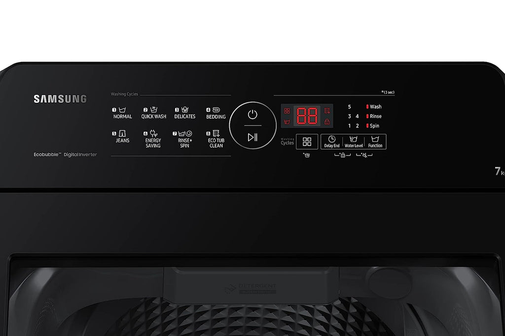 Samsung 7 Kg Inverter Ecobubble 5 Star Fully Automatic Top Load Washing Machine (WA70BG4441BYTL,Lavender Gray)