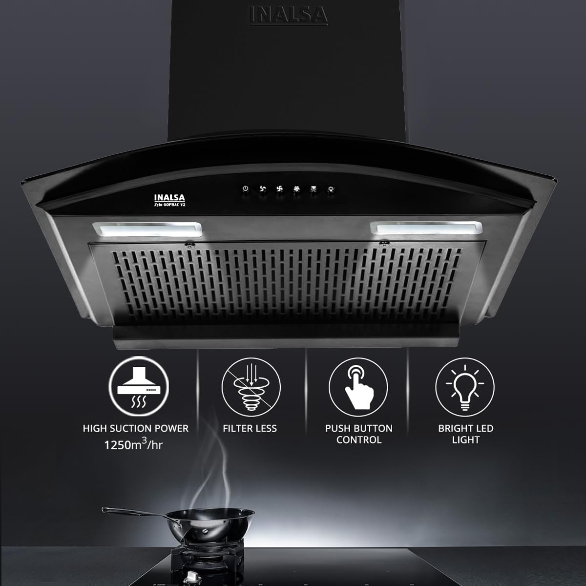 Inalsa Cooker Hood Zylo 60BKMAC