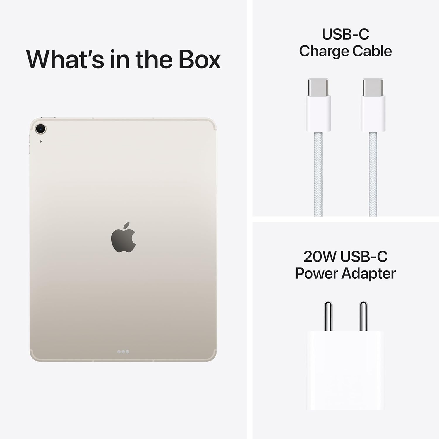 Apple iPad Air 13″ with M3 chip: Built for Apple Intelligence, Liquid Retina Display, 256GB, 12MP Front/Back Camera, Wi-Fi 6E + 5G Cellular, Touch ID, All-Day Battery Life — Starlight