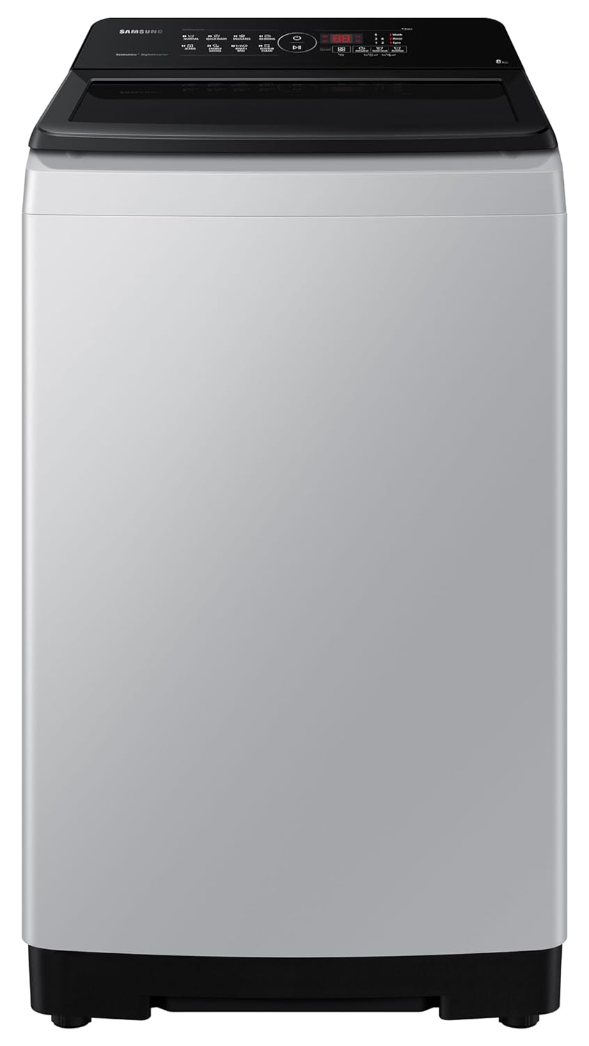 Samsung 8 kg, 5 star, Eco Bubble Tech, Digital Inverter Motor, Soft Closing Door, Fully-Automatic Top Load Washing Machine (WA80BG4441BGTL, Light Gray)