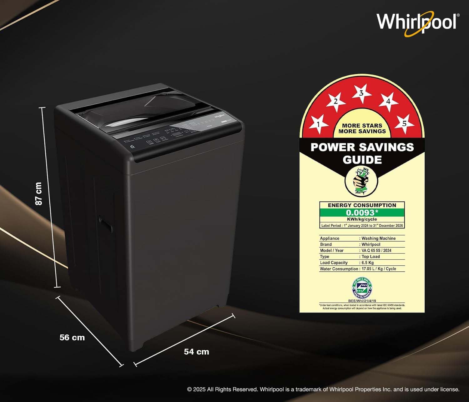Whirlpool 6.5 kg Magic Clean 5 Star Fully Automatic Top Load Washing Machine Grey (MAGIC CLEAN 6.5 GENX GREY )