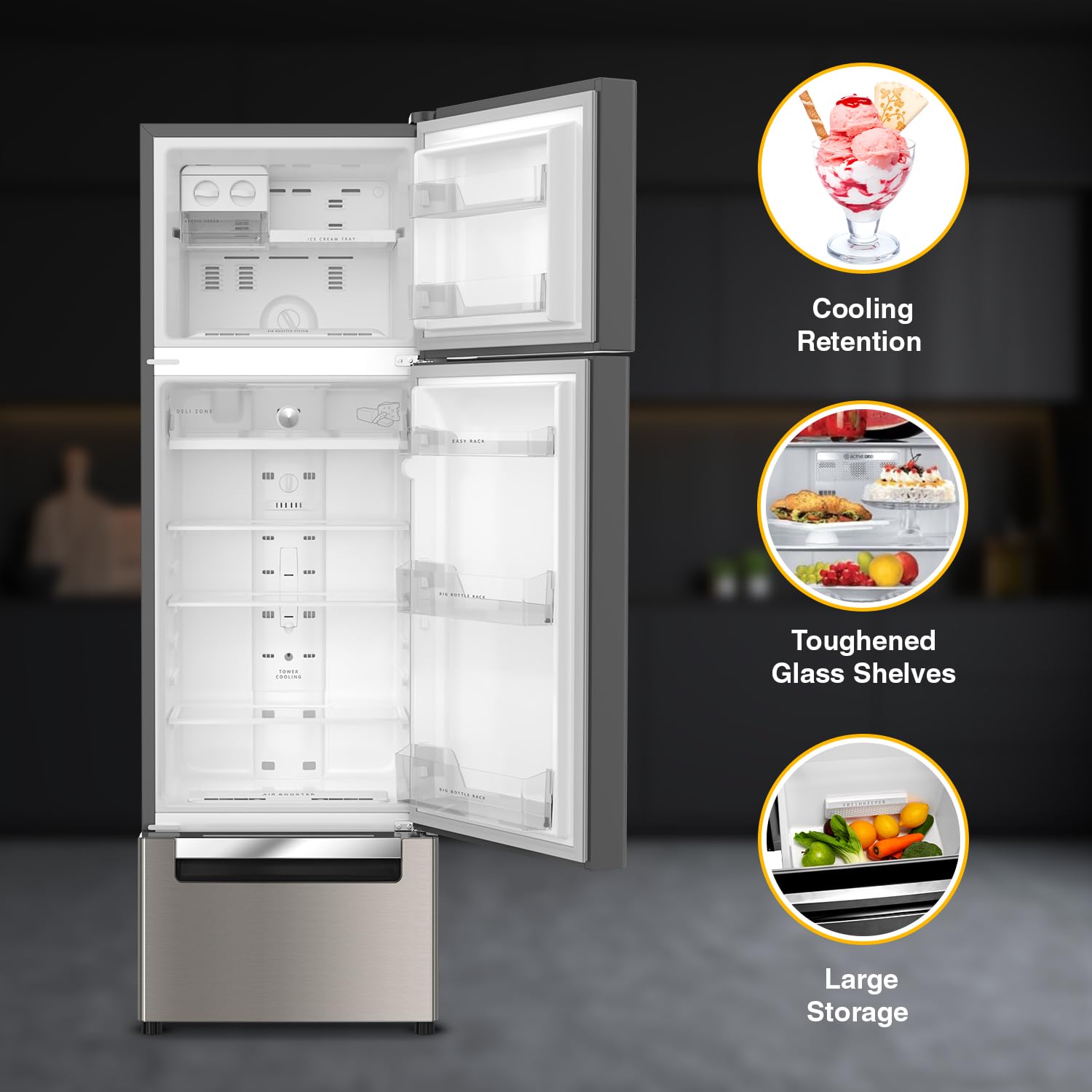 Whirlpool 235 L(253D) Frost Free Triple-Door 5 Star Refrigerator(Fp 253D Protton Roy Artemis Steel(Z) Double Door Refrigerator Space, 2024 Model)