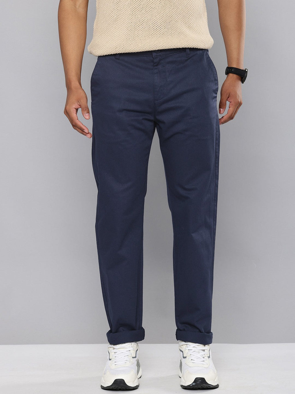 Men's Navy Blue Tapered Chinos