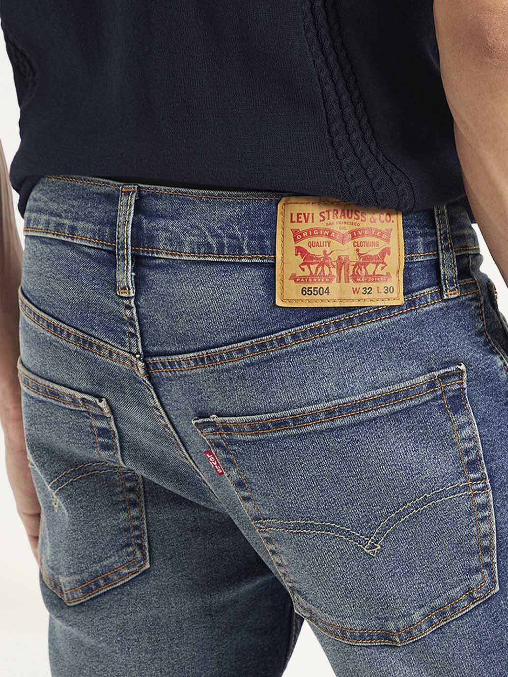 Men's 65504 Blue Skinny Fit Mid Rise Jeans