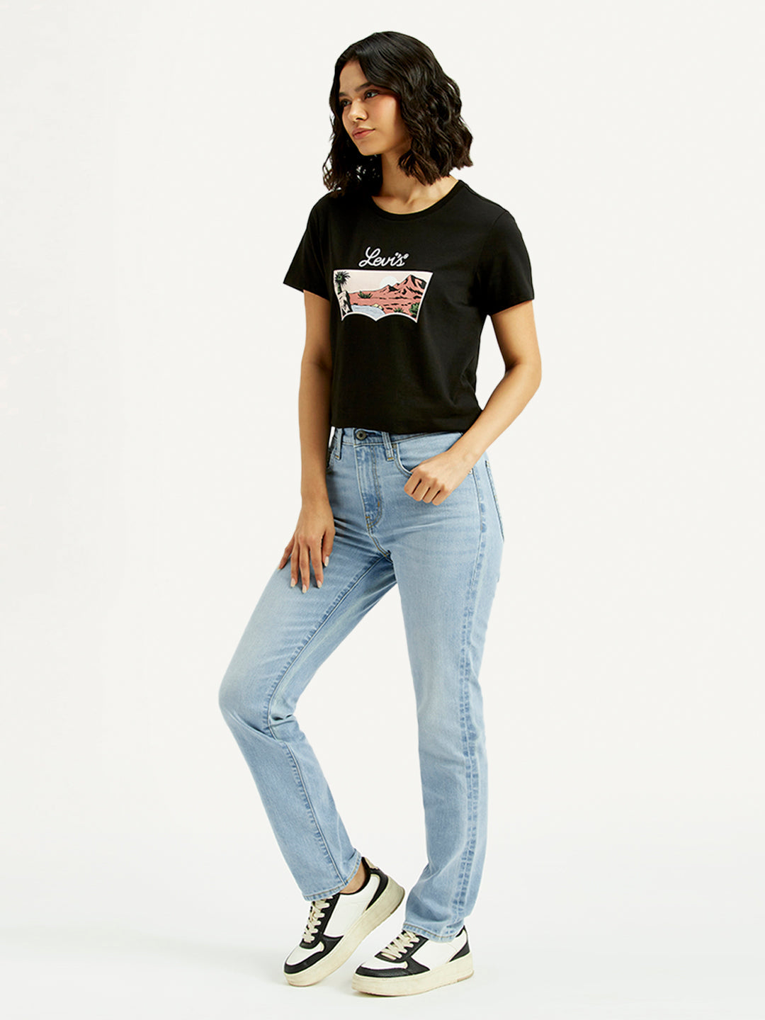 Women's 724 Light Blue Slim Straight Fit High Rise Jeans