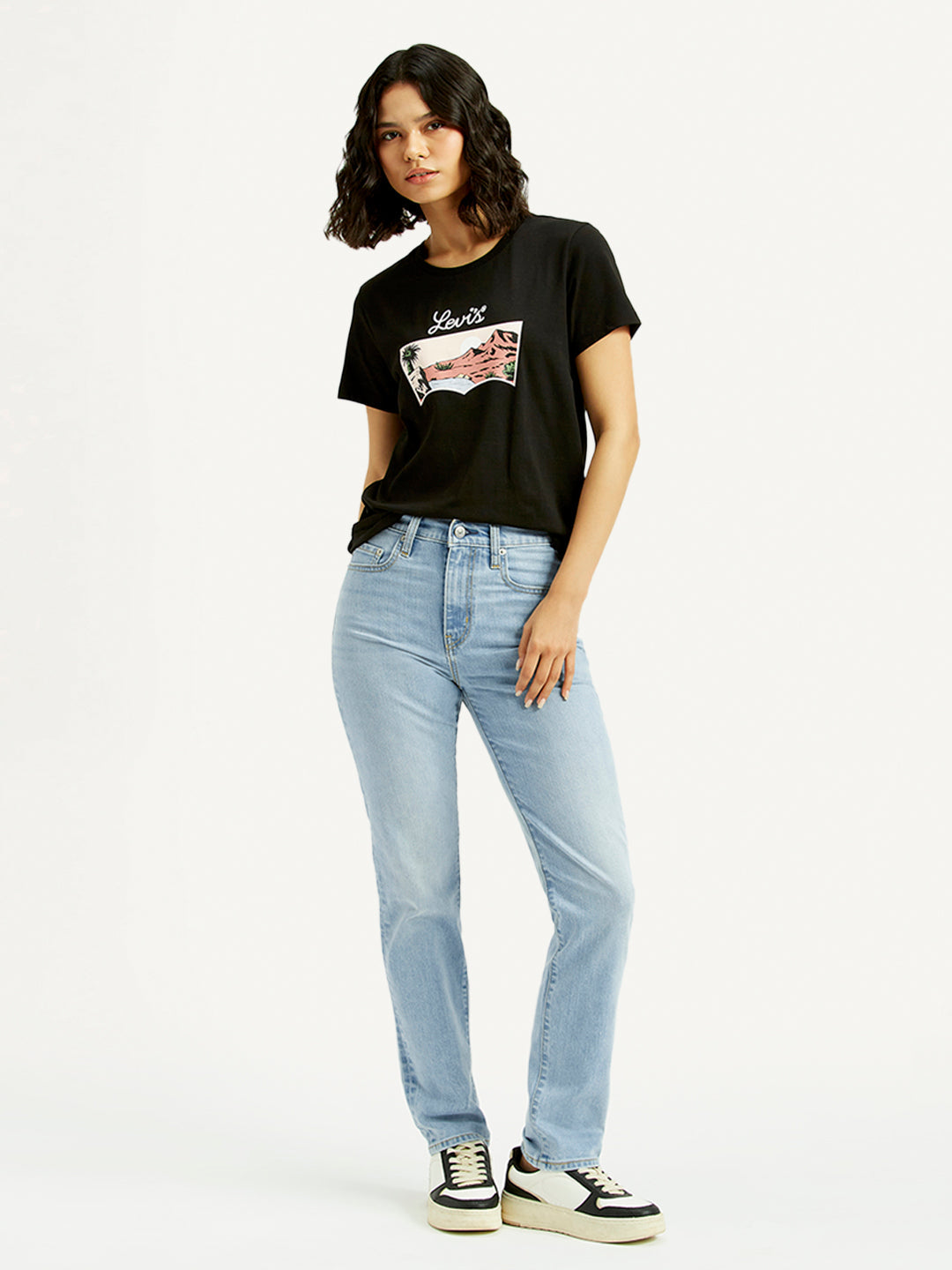 Women's 724 Light Blue Slim Straight Fit High Rise Jeans