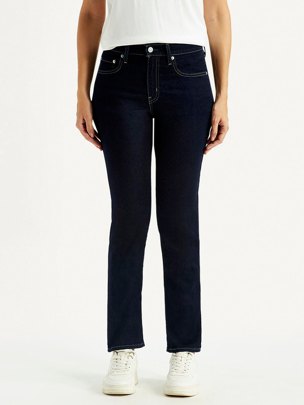 Women's 724 Med Indigo Slim Straight Fit High Rise Jeans