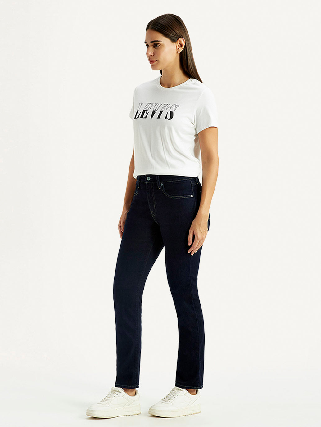 Women's 724 Med Indigo Slim Straight Fit High Rise Jeans