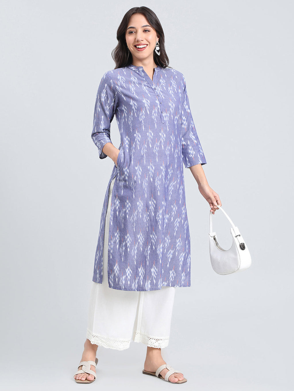 Cotton Ikat Print Straight Kurta