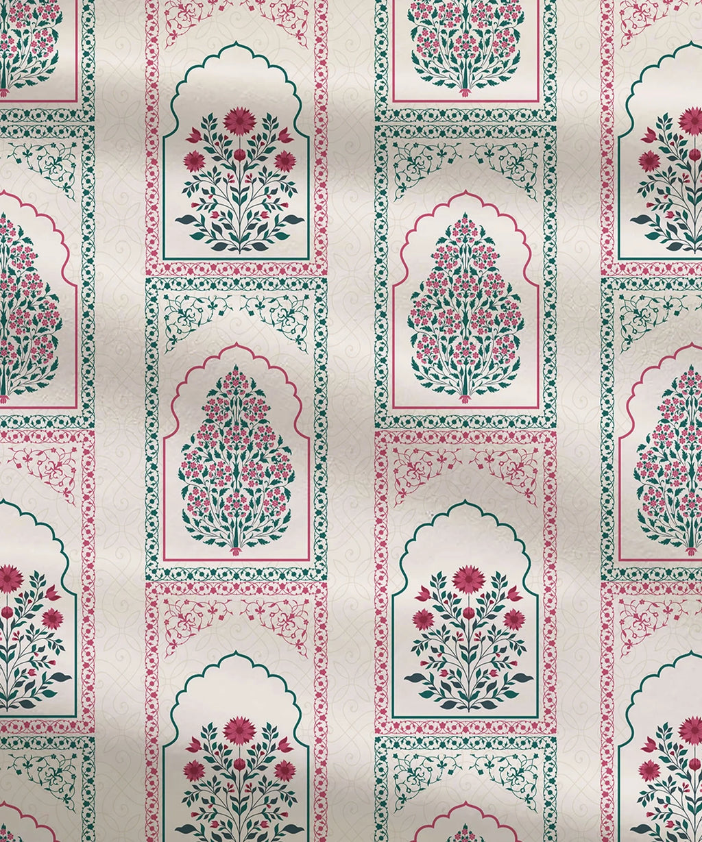 Celebration Queen Bedsheet Set, Mehira Pink | 144 TC Cotton| 2 Pillow Covers