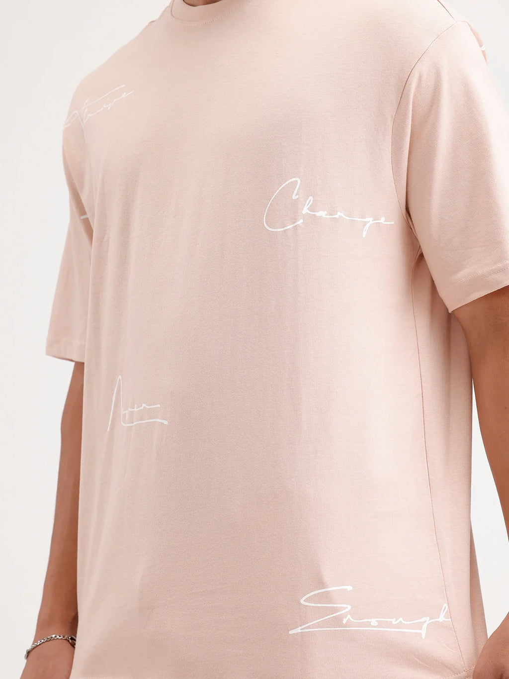 Oversized Placement Printed T-Shirt | Pink