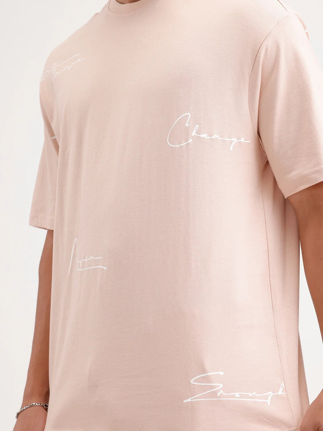 Oversized Placement Printed T-Shirt | Pink