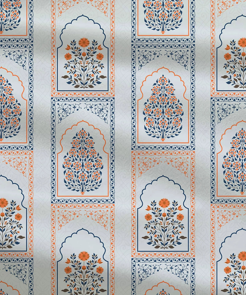Celebration Queen Bedsheet Set, Mehira Grey | 144 TC Cotton| 2 Pillow Covers