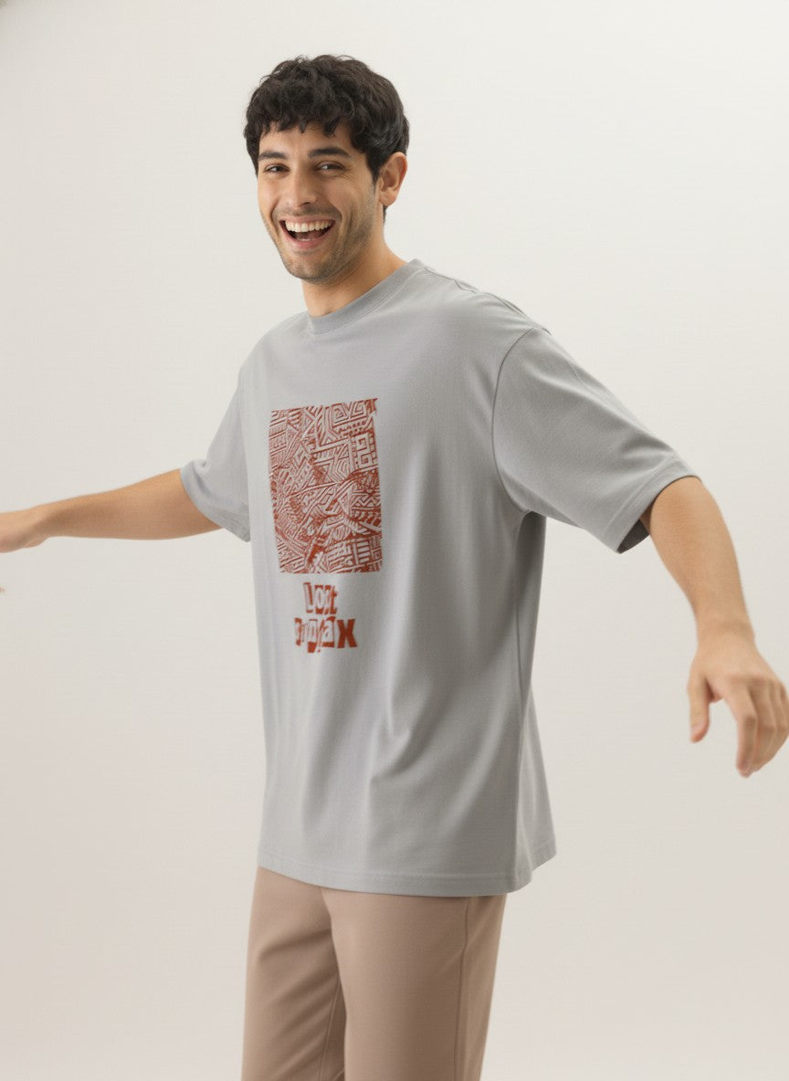 Men Oversized Cotton Tribal T-Shirt