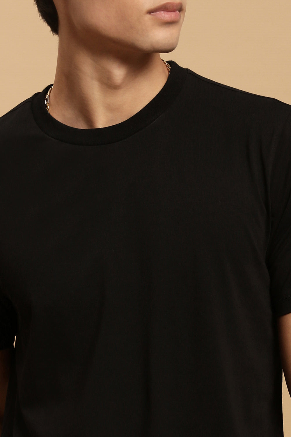 Men Black High Neck Tee