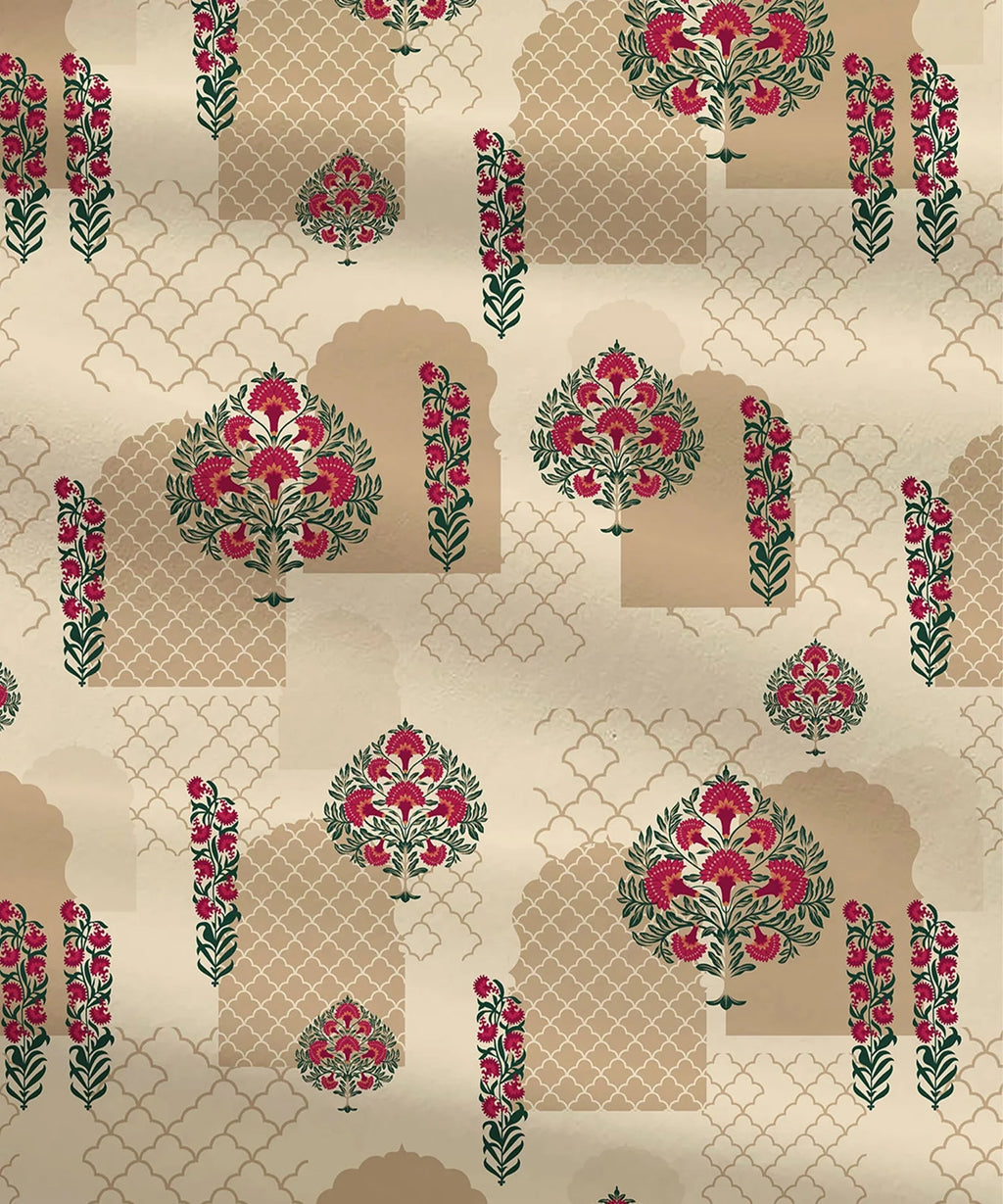 Celebration Queen Bedsheet Set, Ruhani Majenta | 144 TC Cotton| 2 Pillow Covers
