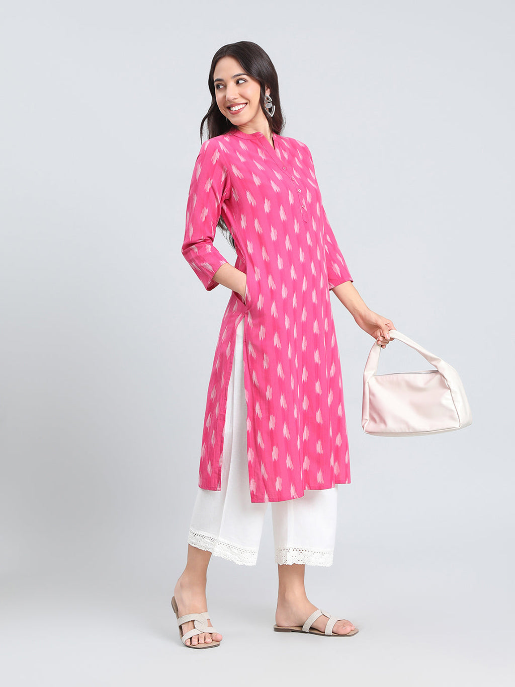 Cotton Ikat Print Straight Kurta