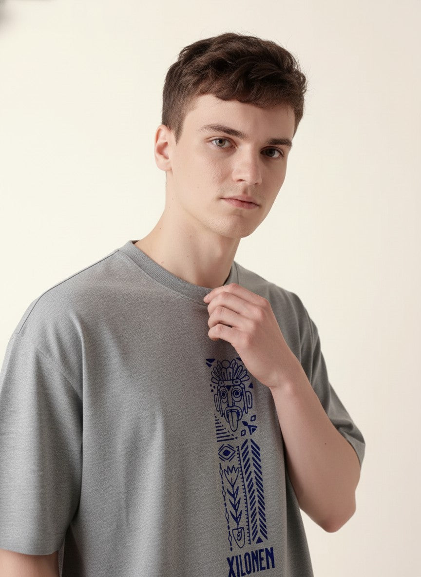 Men Oversized Cotton Tribal T-Shirt
