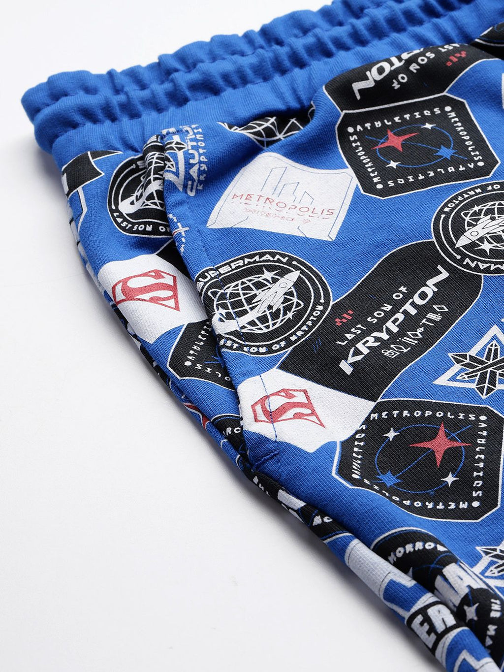 Men's Blue Relaxed Fit Character Superman Printed Shorts