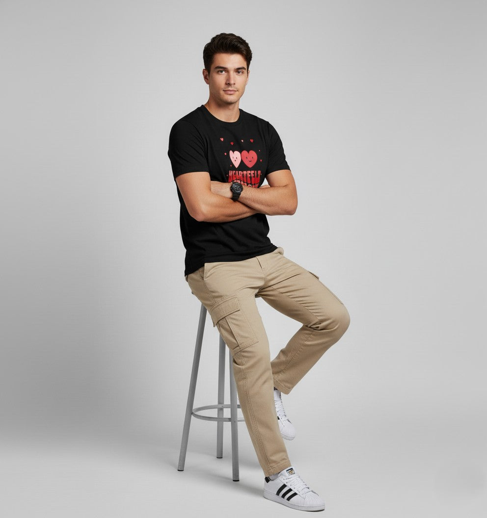 Men Printed Black Cotton Tshirt