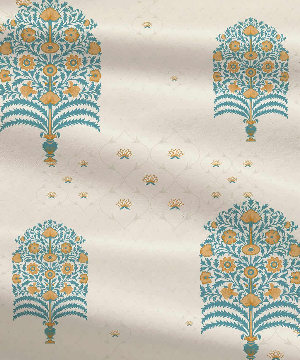 Celebration Queen Bedsheet Set, Saanjh Teal | 144 TC Cotton| 2 Pillow Covers