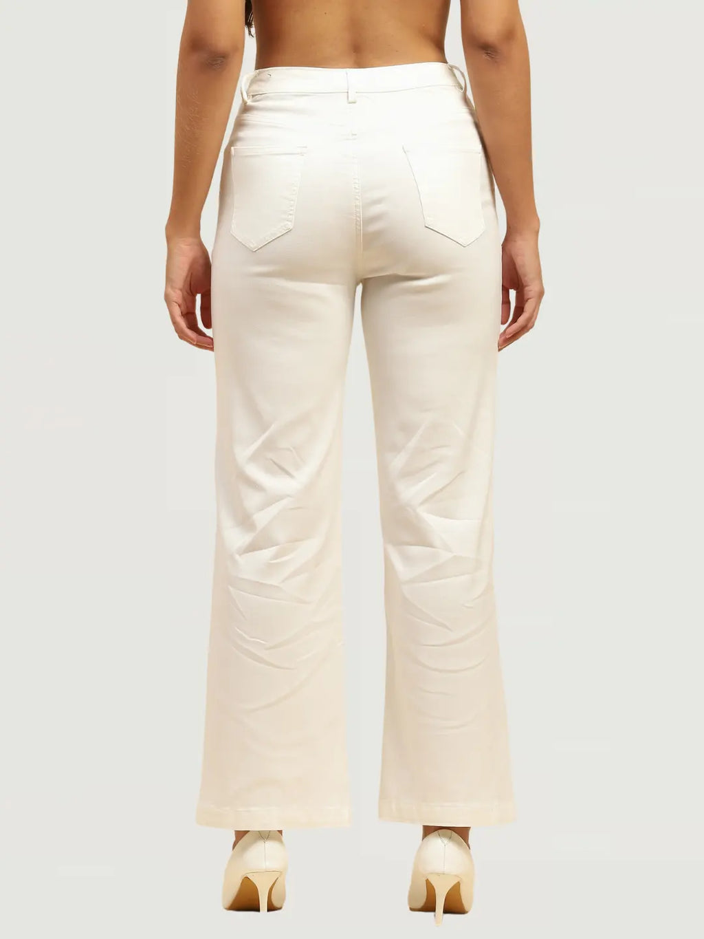 White Stretchable Loose Fit Trouser