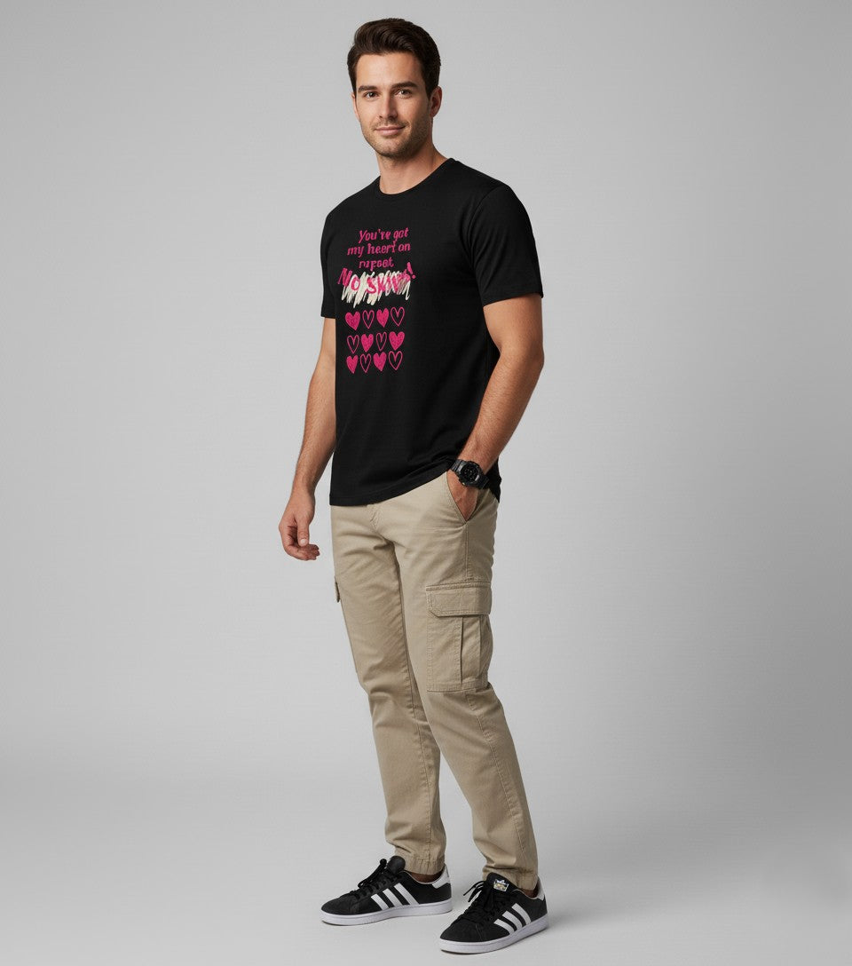 Men Printed Black Cotton Tshirt