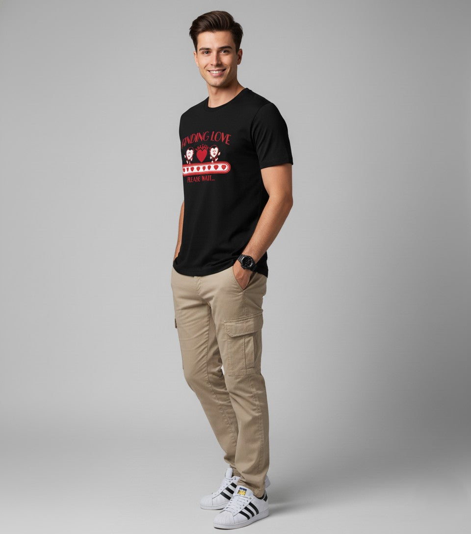 Men Printed Black Cotton Tshirt